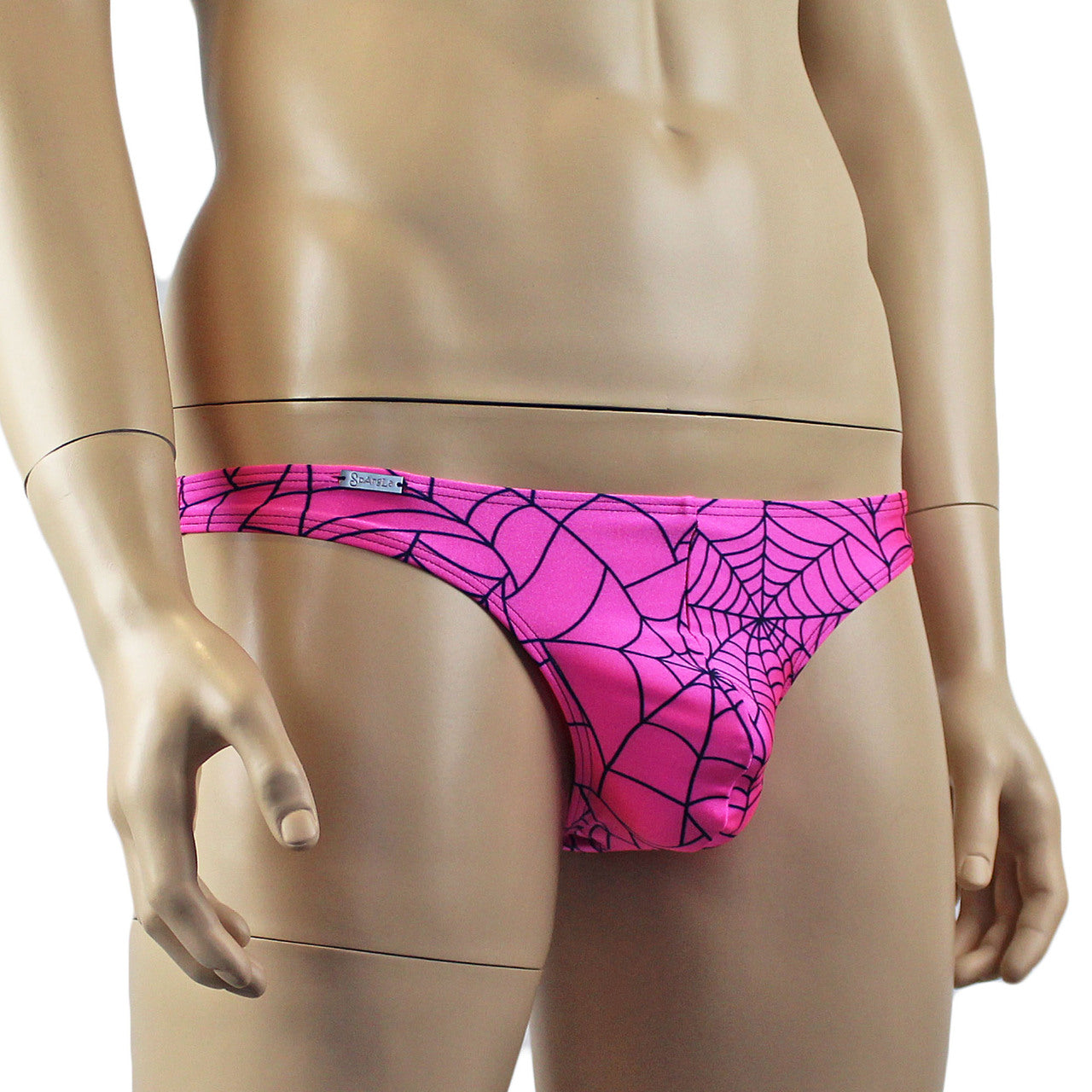 Mens Halloween Spooky Spider Web Mini Thong (pink & lime colours)