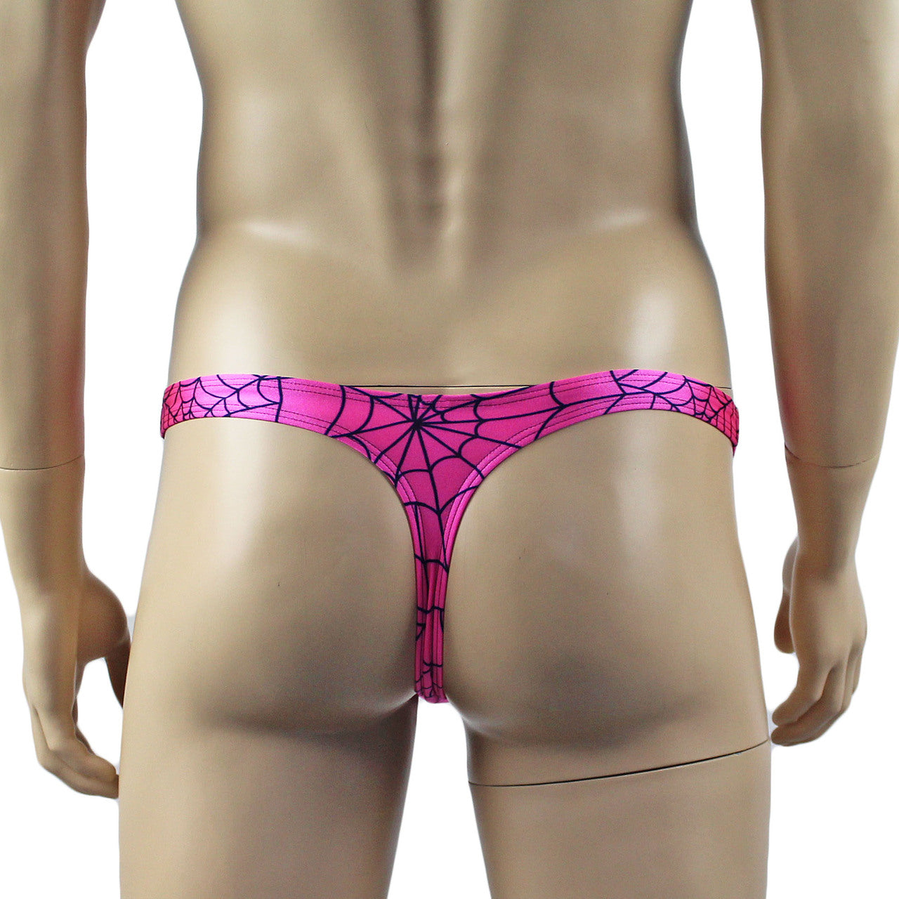 Mens Halloween Spooky Spider Web Camisole Bra Top & Mini Thong (pink & lime colours)