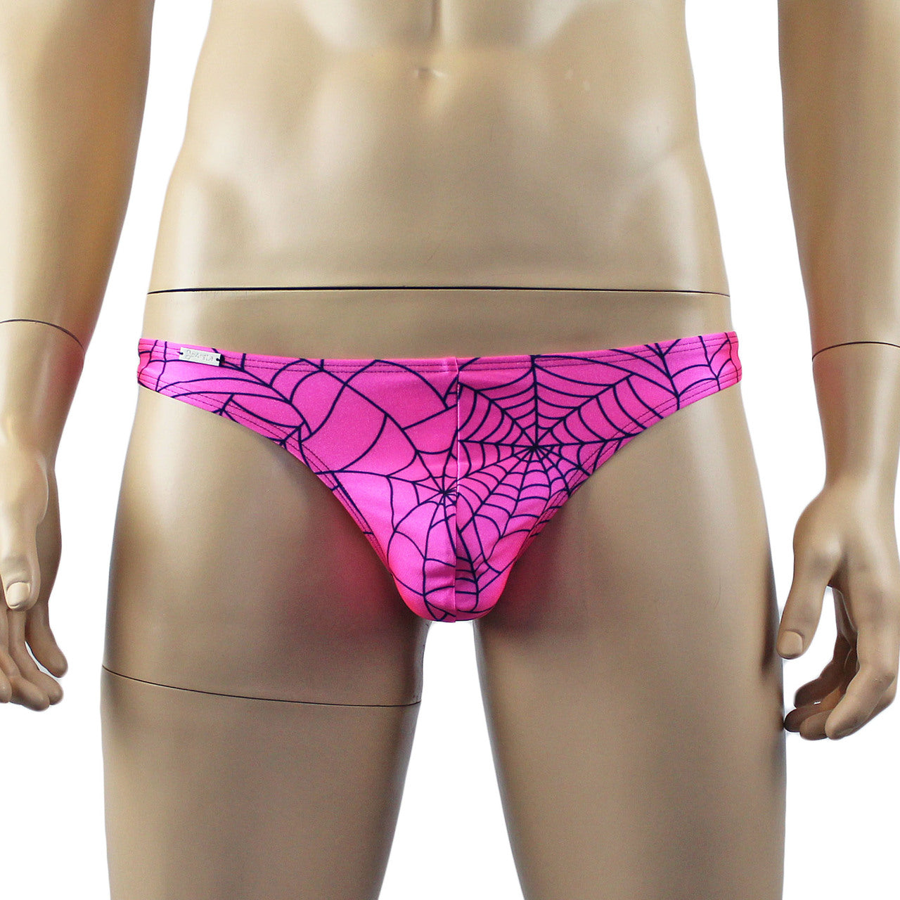 Mens Halloween Spooky Spider Web Camisole Bra Top & Mini Thong (pink & lime colours)