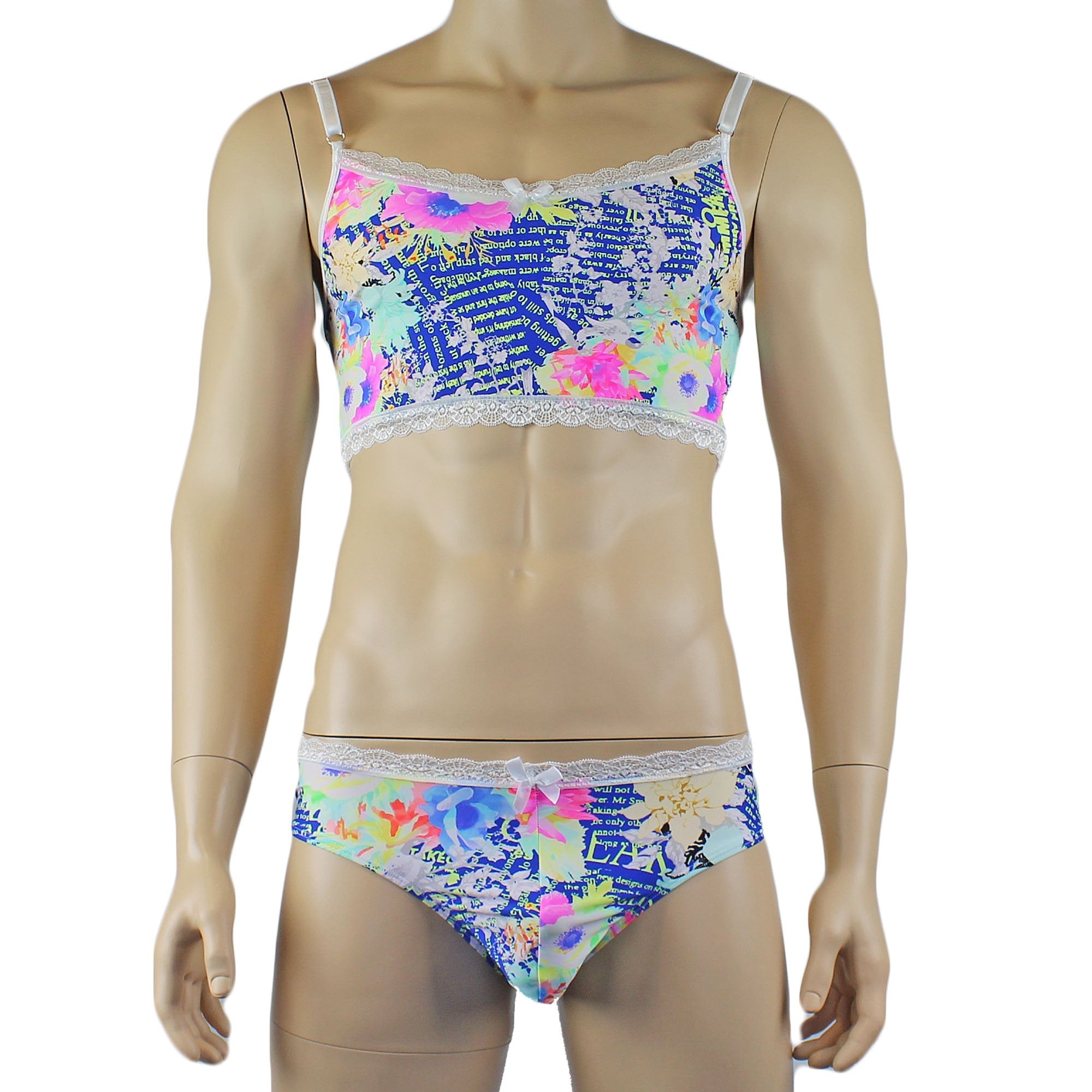 Mens Suzanne Floral Camisole Crop Top & Bikini Brief