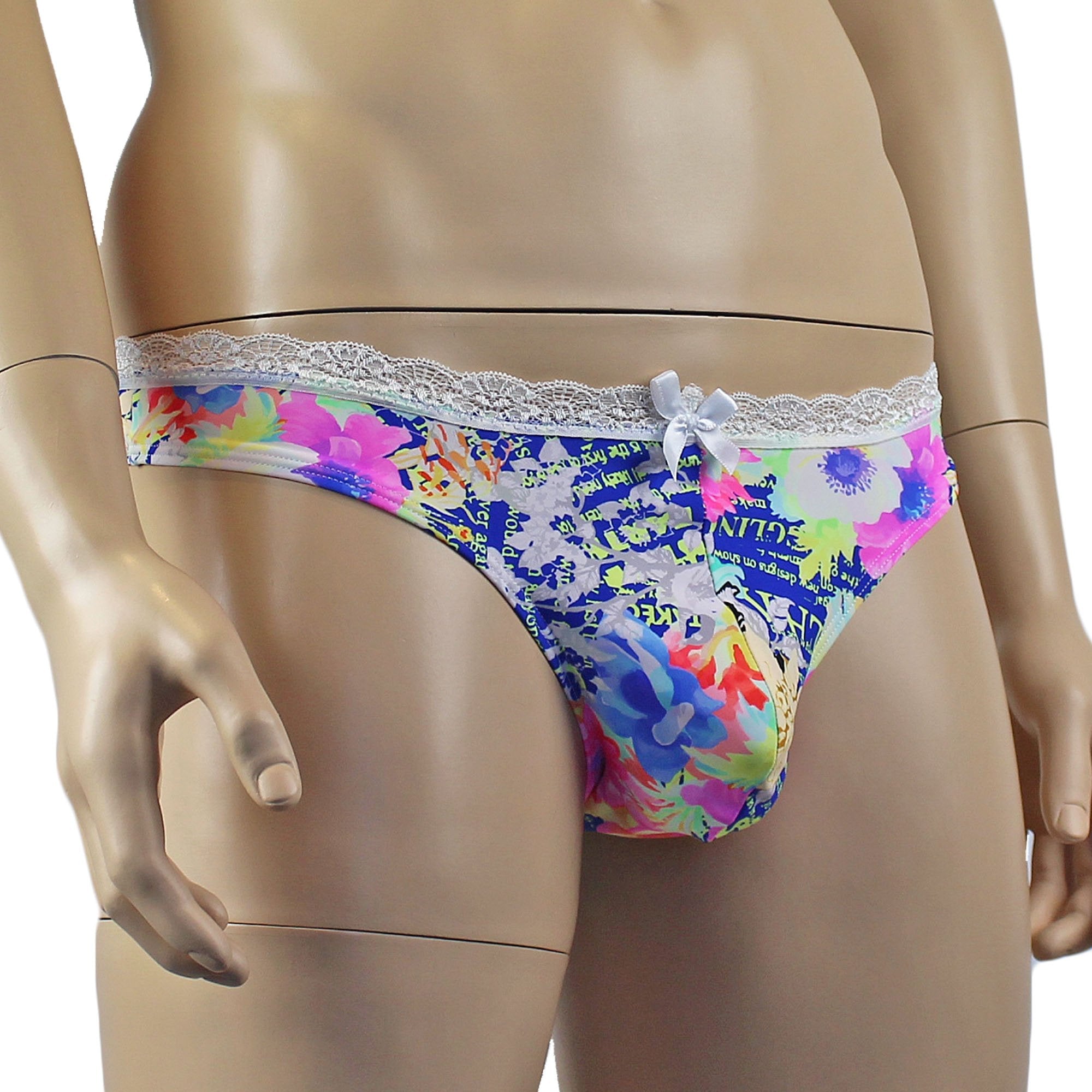 Mens Suzanne Floral G string Thong with Lace Trim