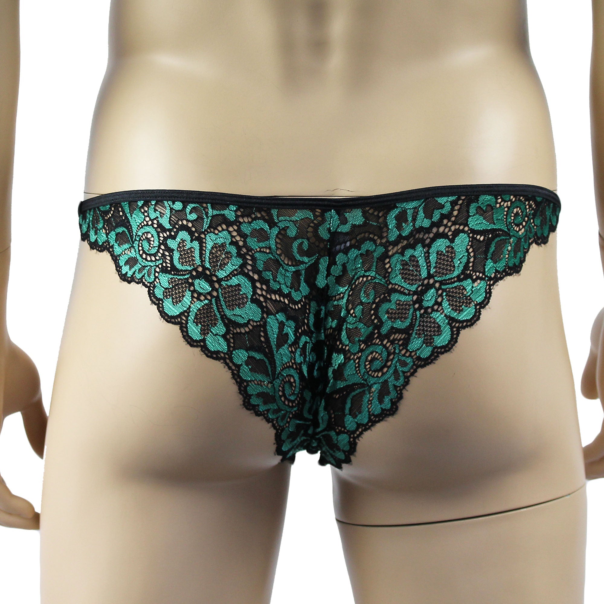 Mens Sweetheart Shiny Lace Bikini Brief Panty (green plus other colours)