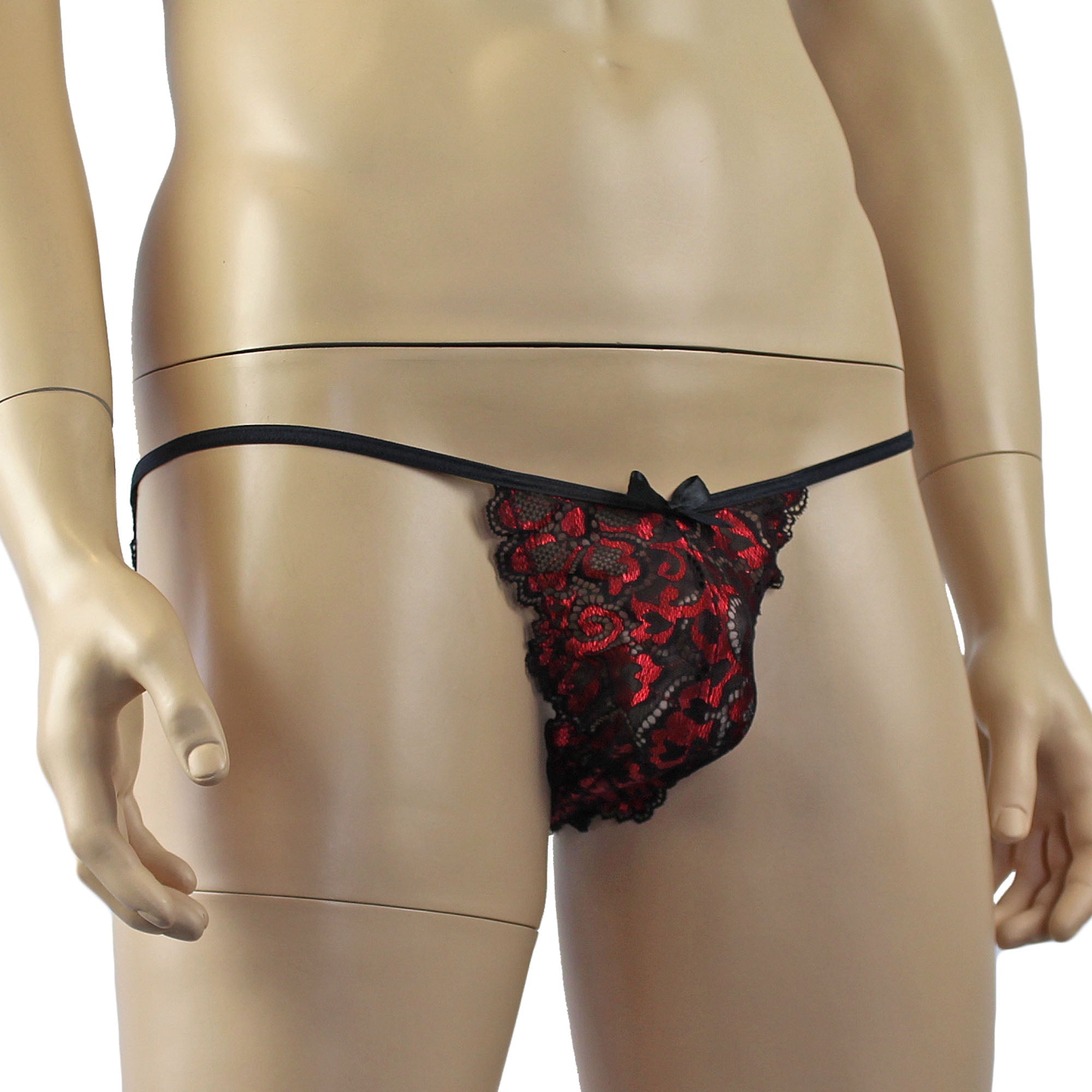 Mens Sweetheart Shiny Lace Bikini Brief Panty (red plus other colours)