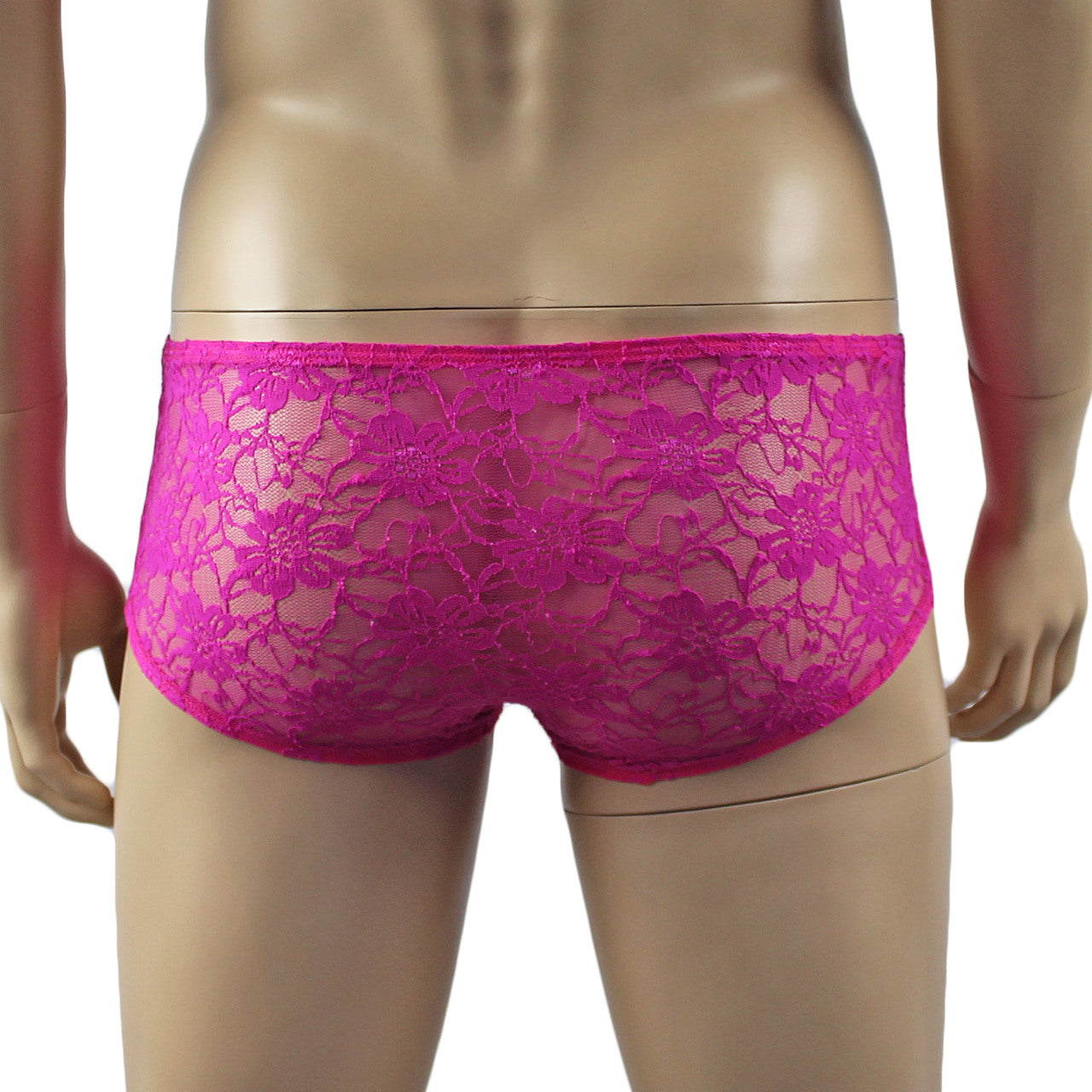 Mens Lingerie Stretch Lace  Male Panty Bikini Brief (neon pink plus other colours)