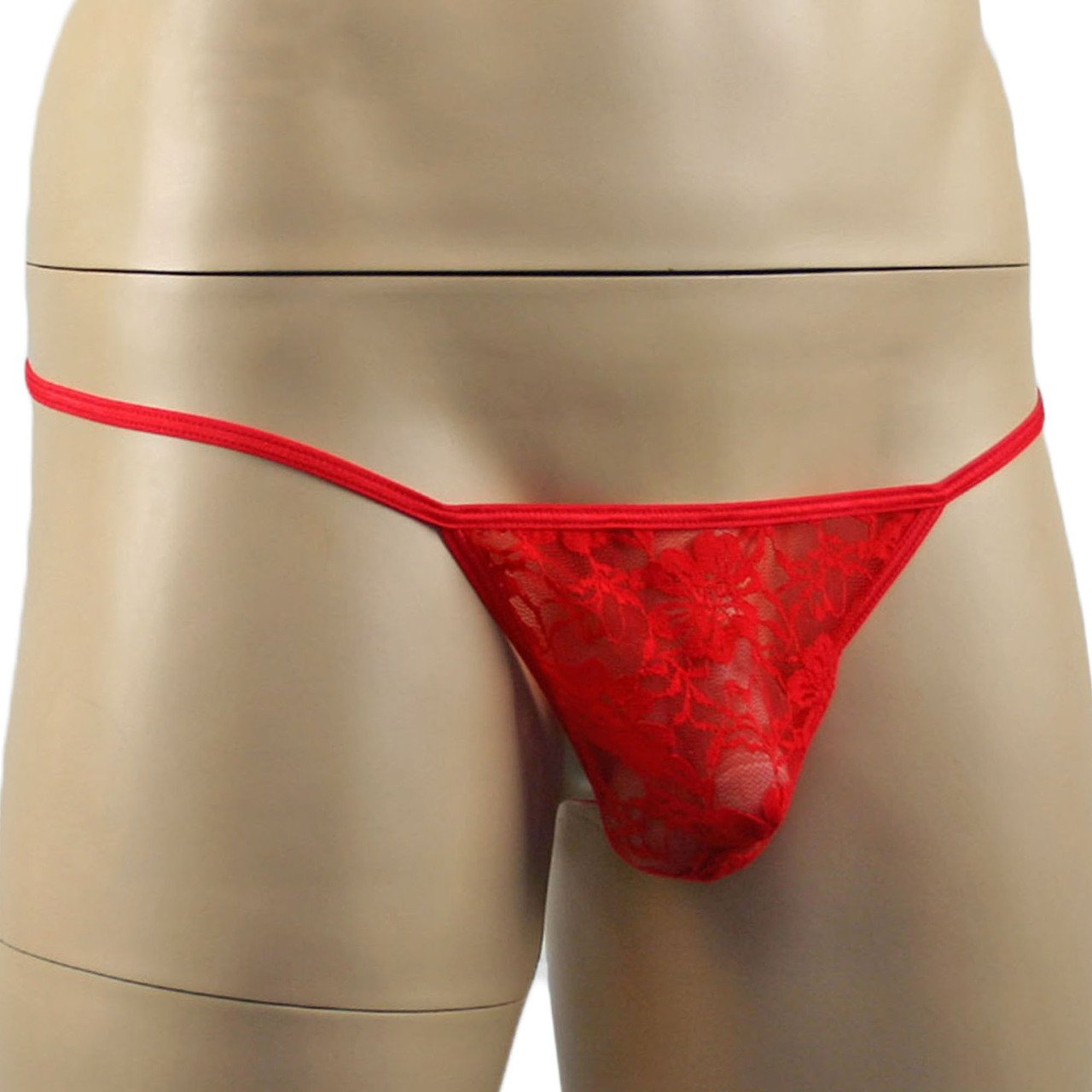 Mens Floral Lace Sheer G string (red plus other colours)