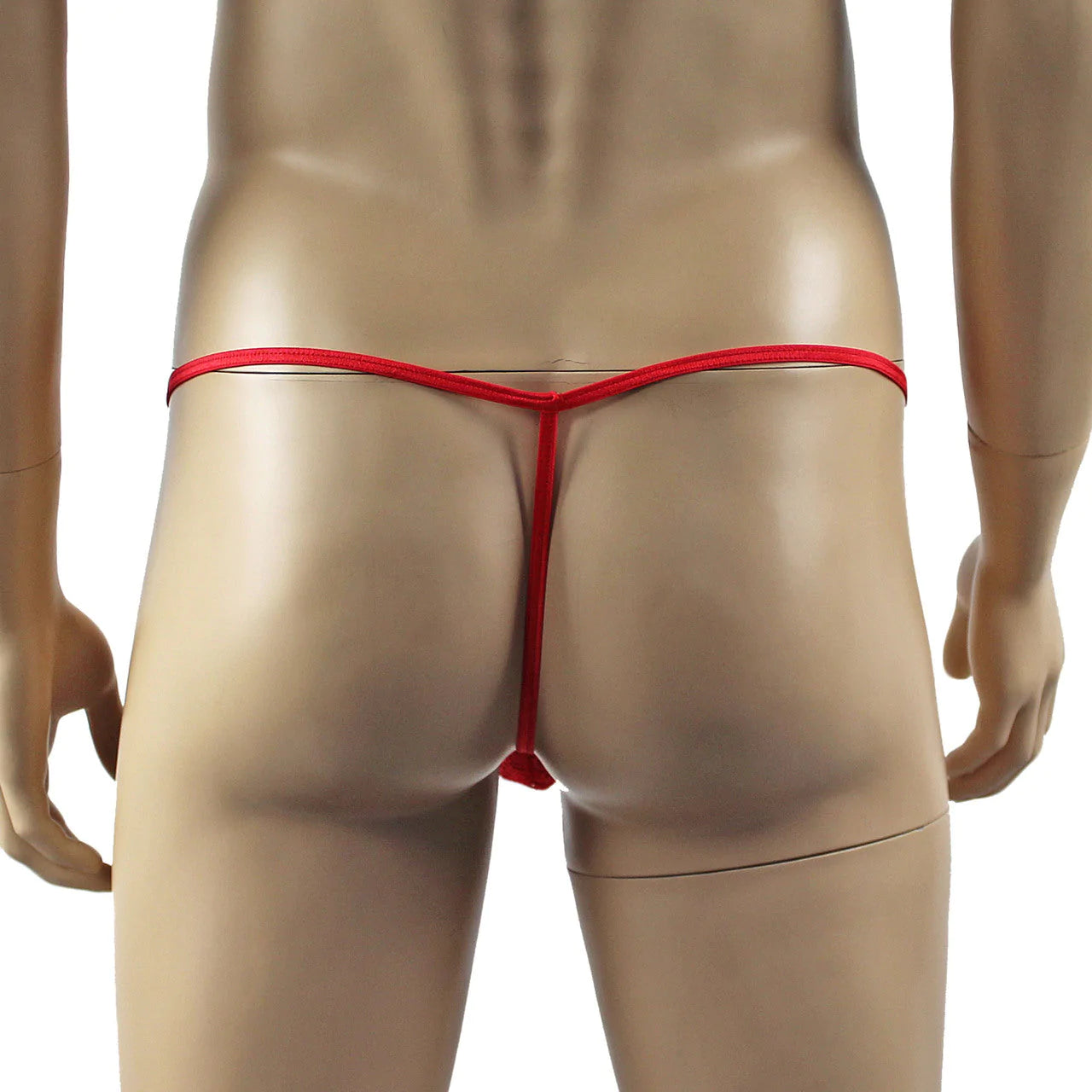 SALE - Mens Tease Circle Lace Pouch G string with Cute Bow Front Red