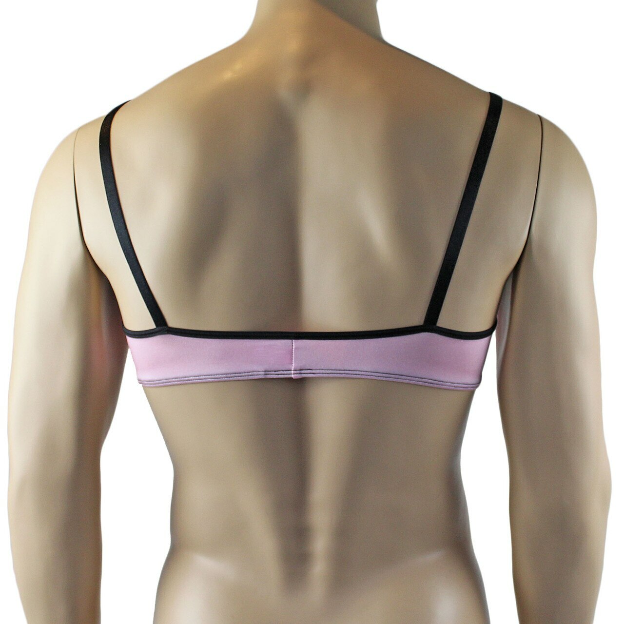 Mens Lingerie Twinkle Spandex Bra & G string with Bow, Light Pink & Black