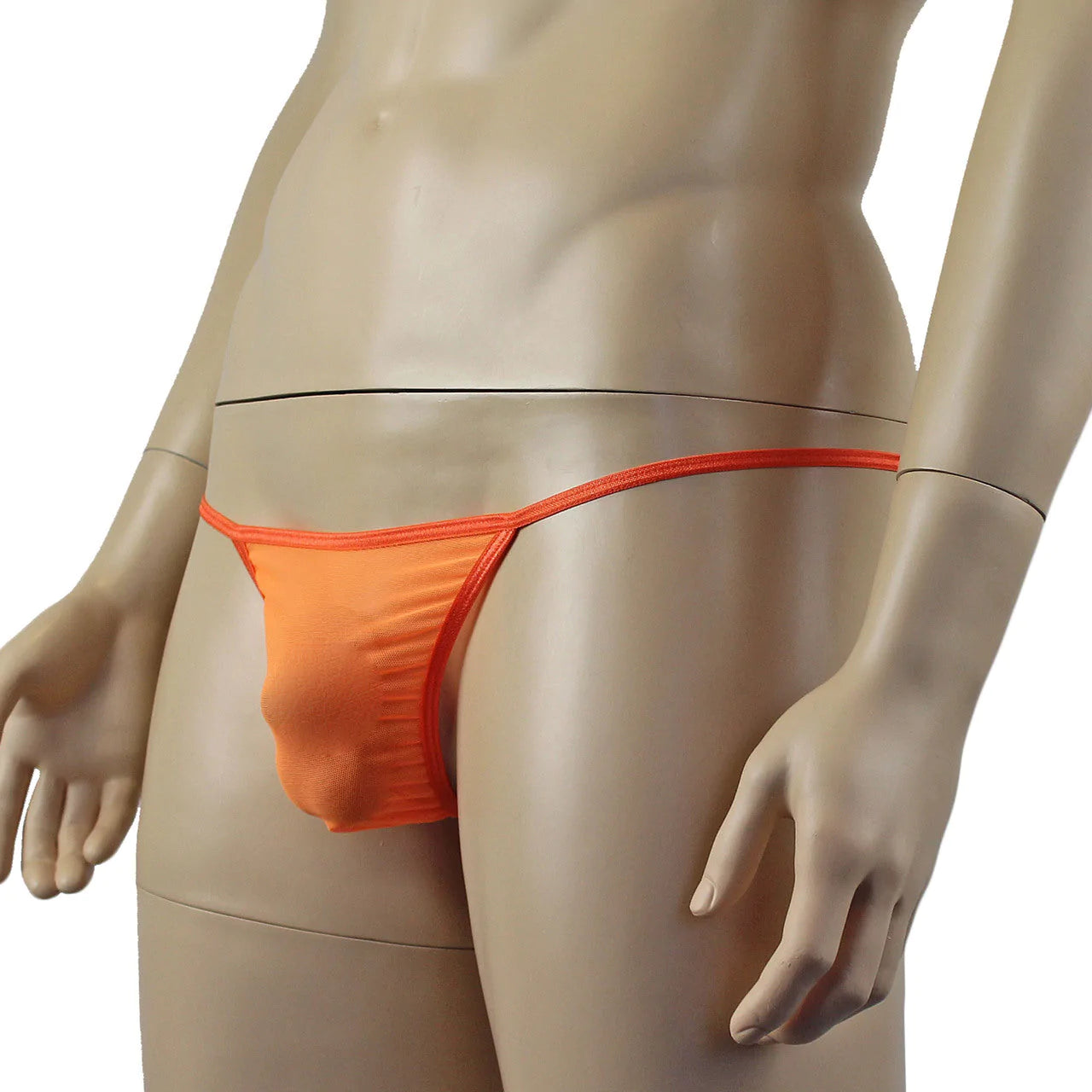 SALE - Mens Vicky See Through Sheer Mesh Pouch G string Orange