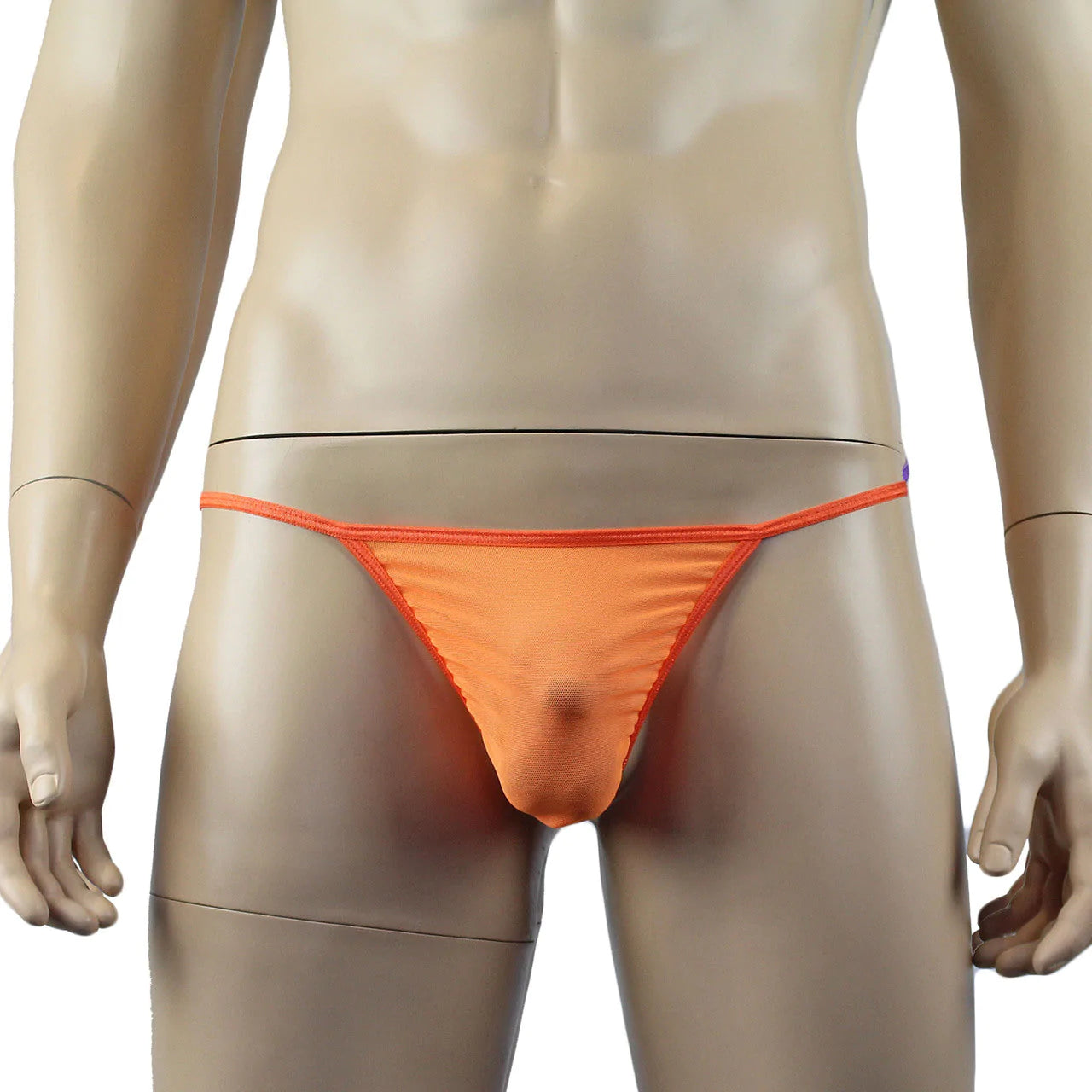 SALE - Mens Vicky See Through Sheer Mesh Pouch G string Orange