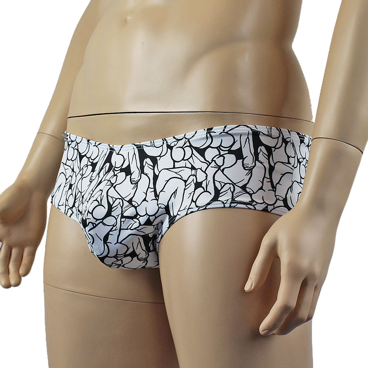 Male Willie Boxer Brief with Penis Print Black and White