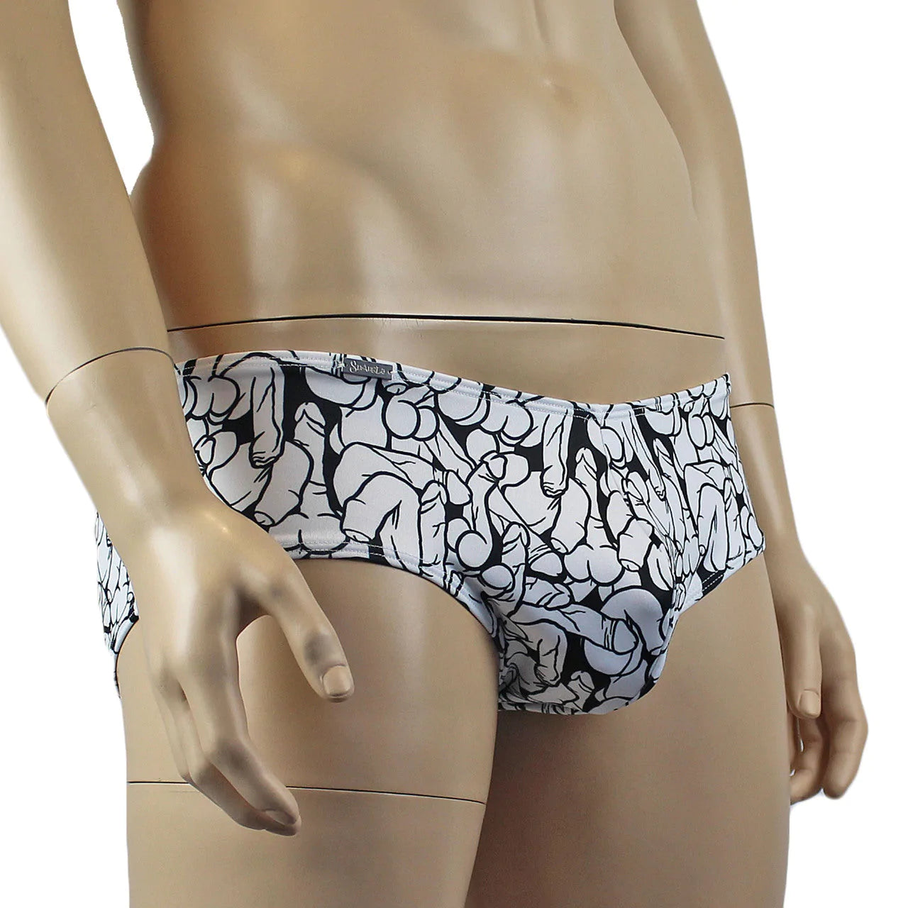 SALE - Male Willie Boxer Brief with Naughty Print Black and White