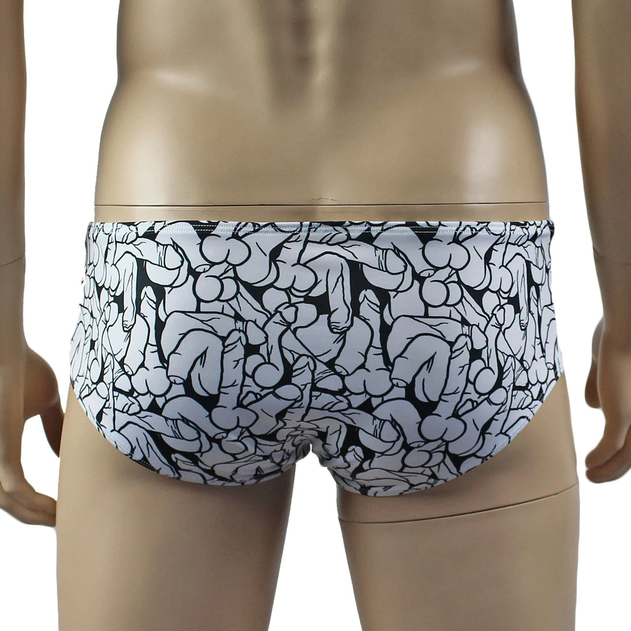 SALE - Male Willie Boxer Brief with Naughty Print Black and White