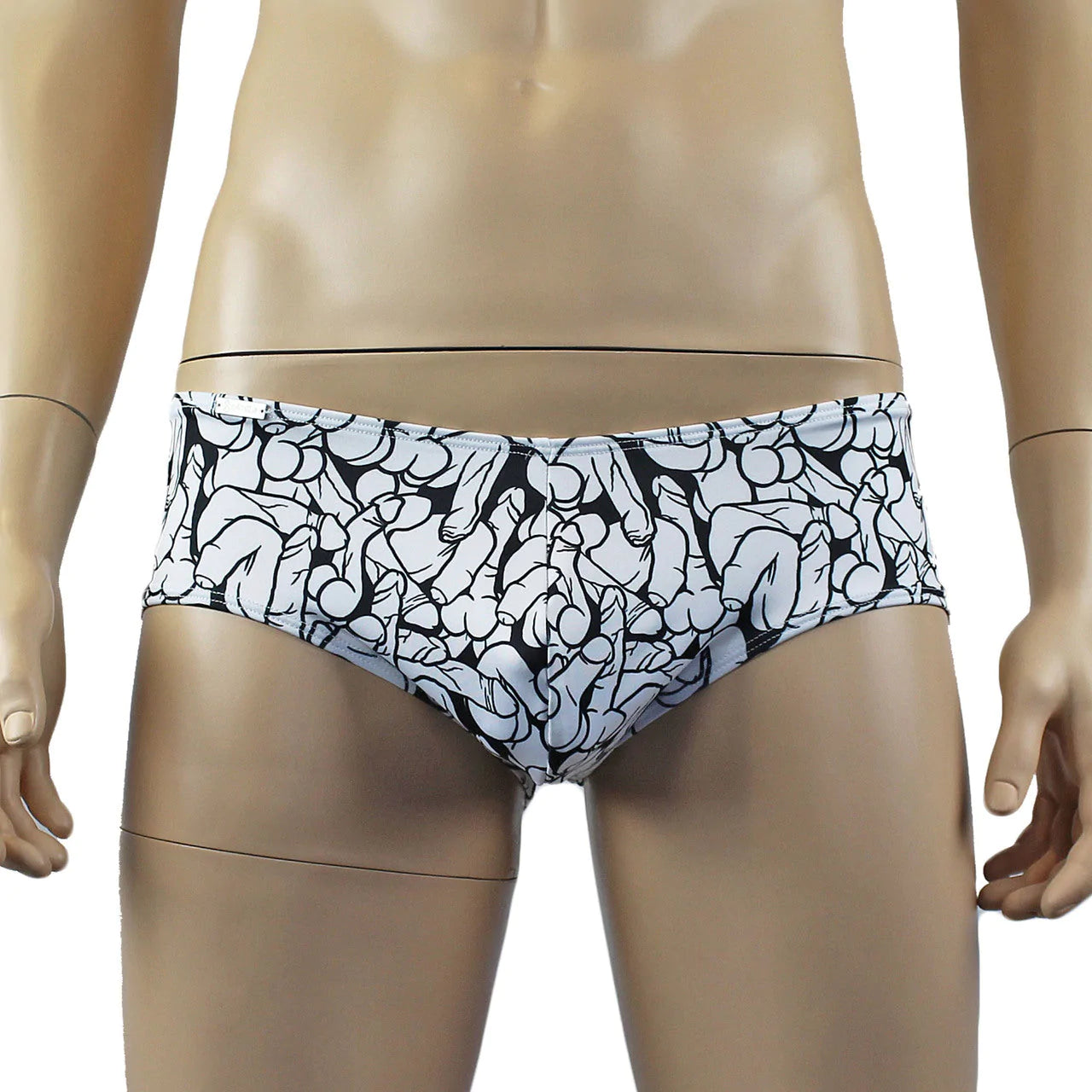 SALE - Male Willie Boxer Brief with Naughty Print Black and White