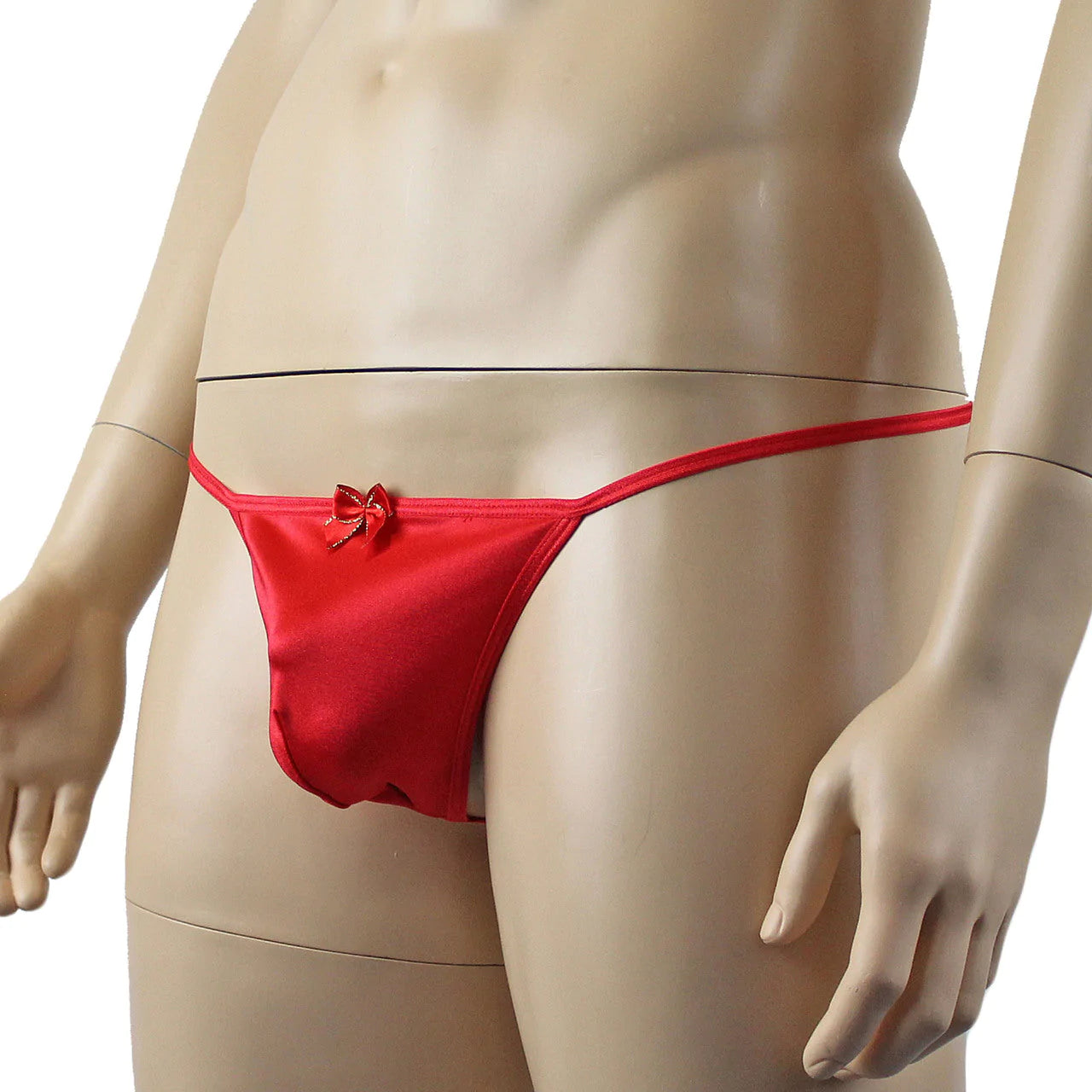 SALE - Mens Xmas Stretch Spandex Pouch G string with Red & Gold Bow